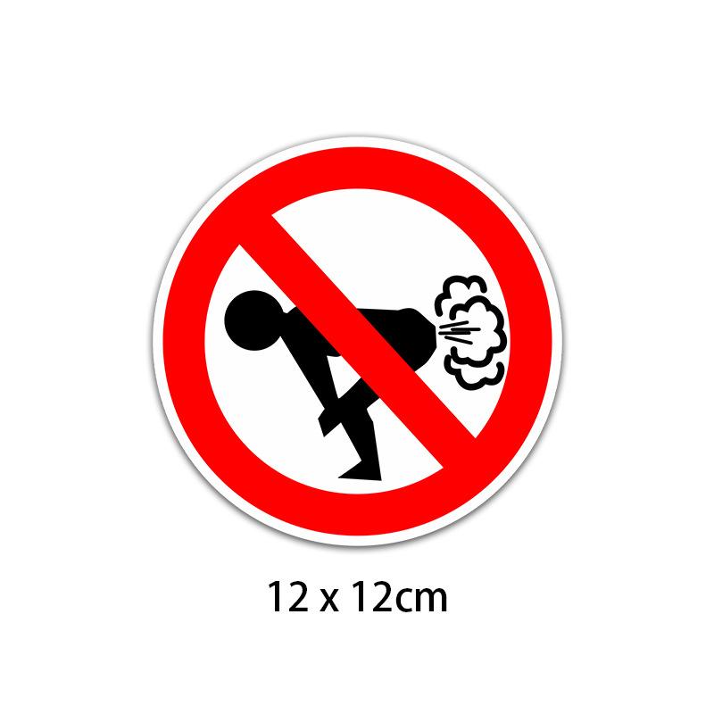 Waterproof Funny Car Sticker No Farting Sign Decal 12 X 12cm Durable Vinyl Material Suitable for Outdoor Use and Vehicle Decoration