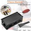 Kitchen Iron Metal Non-stick Cheese Raclette Grill Plate With Solid Wood Handle Rectangular Bakeware Appliance Black