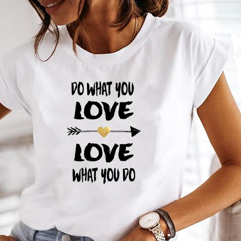Summer Fashion Tee Top Women Music Love Trend Printing Short Sleeve Print T-shirt  Lady Female Clothing Casual Graphic T-shirt