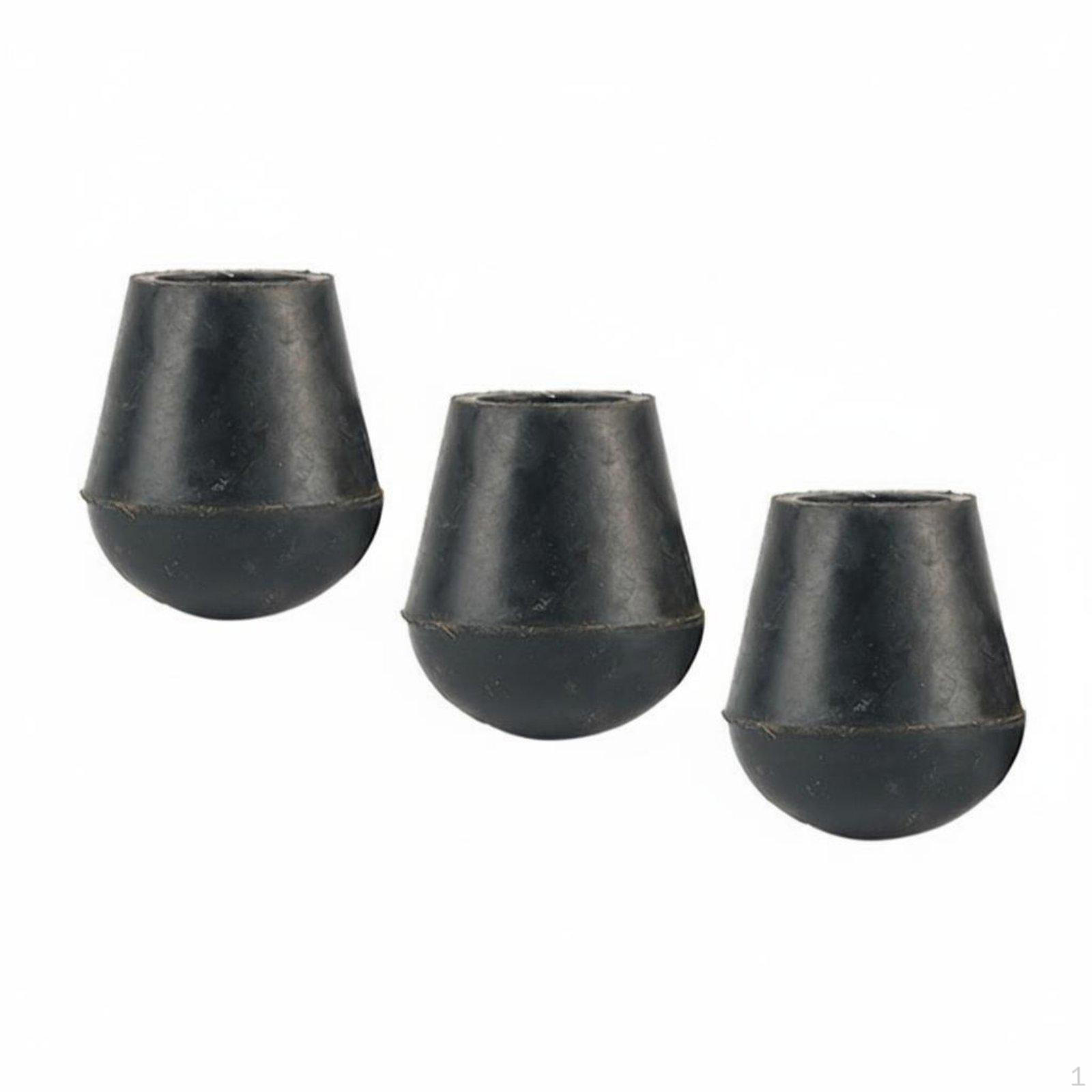 Rubber Cane Tips Wear Resistant Bottom Anti Slip Walking Caps Black 22MM 3PCS