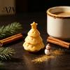 Matte Frosted Ornament 3D Printed Cheese Christmas Tree Ornament, Creative Figurine with Star Topper, Cute Xmas Desktop Ornaments for Home Office