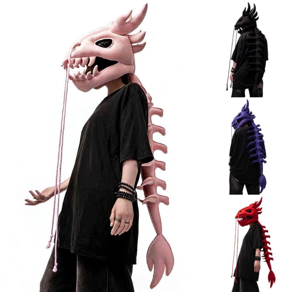 80/120CM Dinosaur Bone Head Hat Wearable Plush Dinosaur Costume  Party Outfit