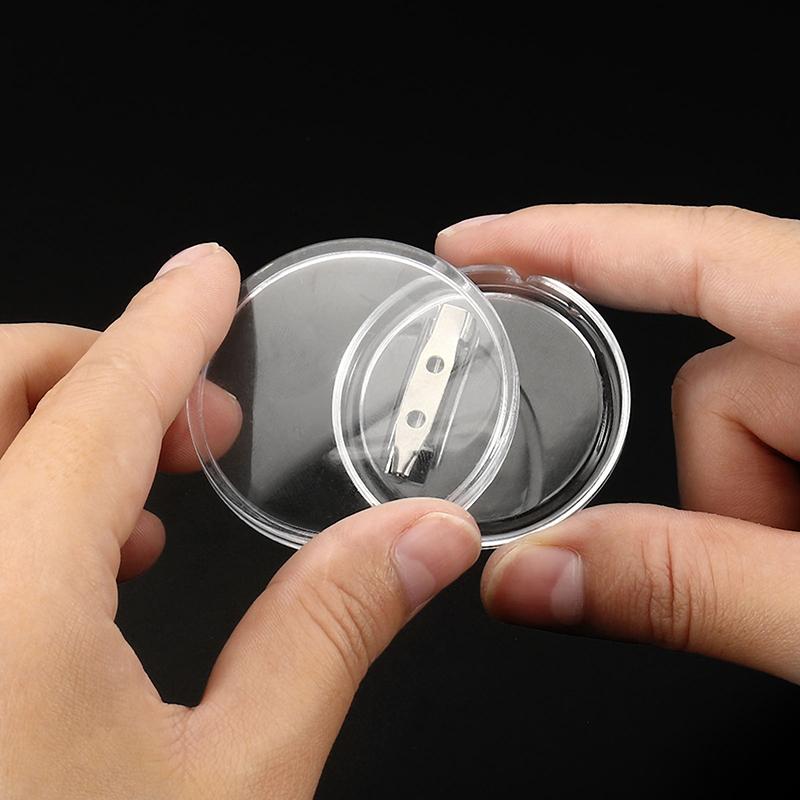 12/25/50pcs Acrylic Button Pins Badge Round Clear Pins Blank Buttons Badges Kit for Christmas Craft DIY Badges Making Supplies