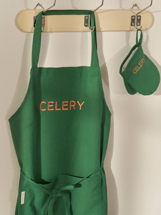 DECOVIEW Kitchen Lettering Apron + Kitchen Gloves SET Navy