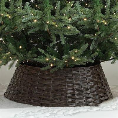 Rustikaler Weihnachtsbaumkragen, 28 Zoll, gewebter Weidenbaumständer, Abdeckung für künstliche Weihnachtsdekoration, Ringrock, Korb für Baum, natürlich und stabil