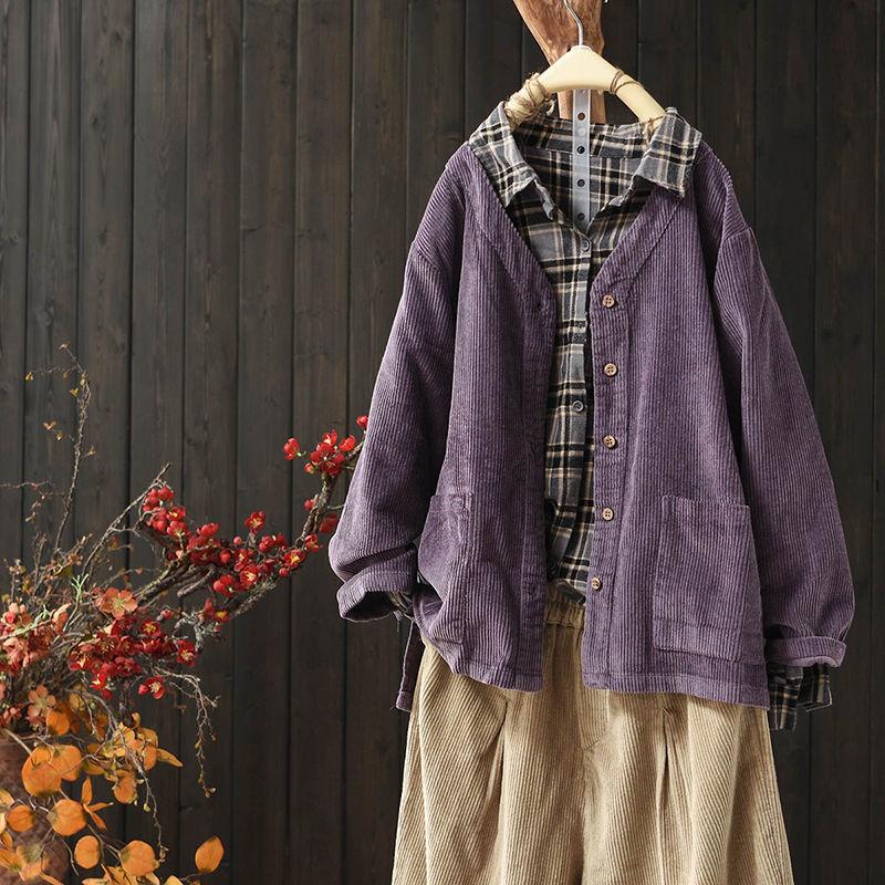 

Пальто женское хлопковое оверсайз однотонное повседневное тонкое с V-образным вырезом XXXL фиолетовый