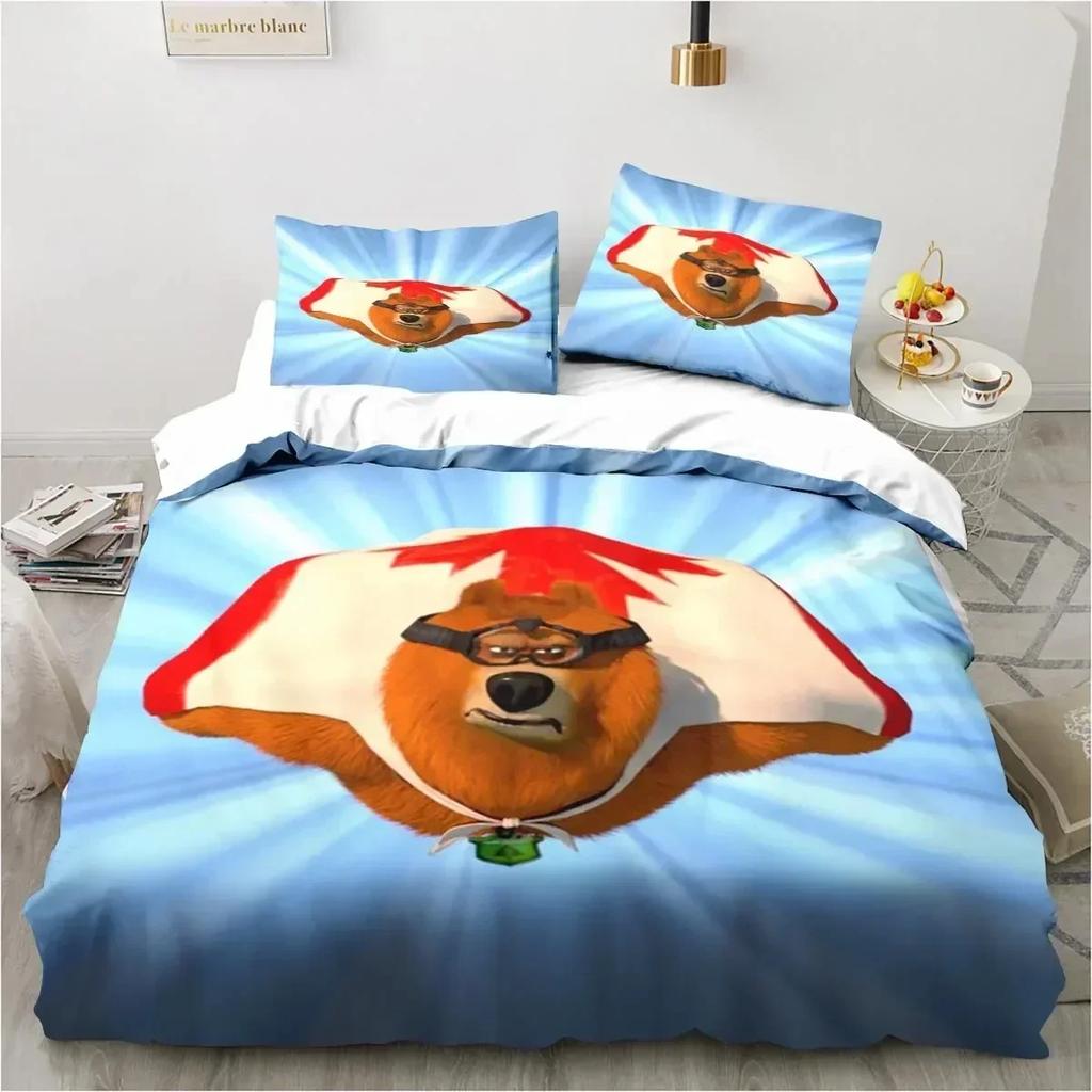 Grizzy and The Lemmings Bedding Set Duvet Cover Sheet Printed Bed Set Pillowcase Bed Full Queen King Size For Comforter Bedroom