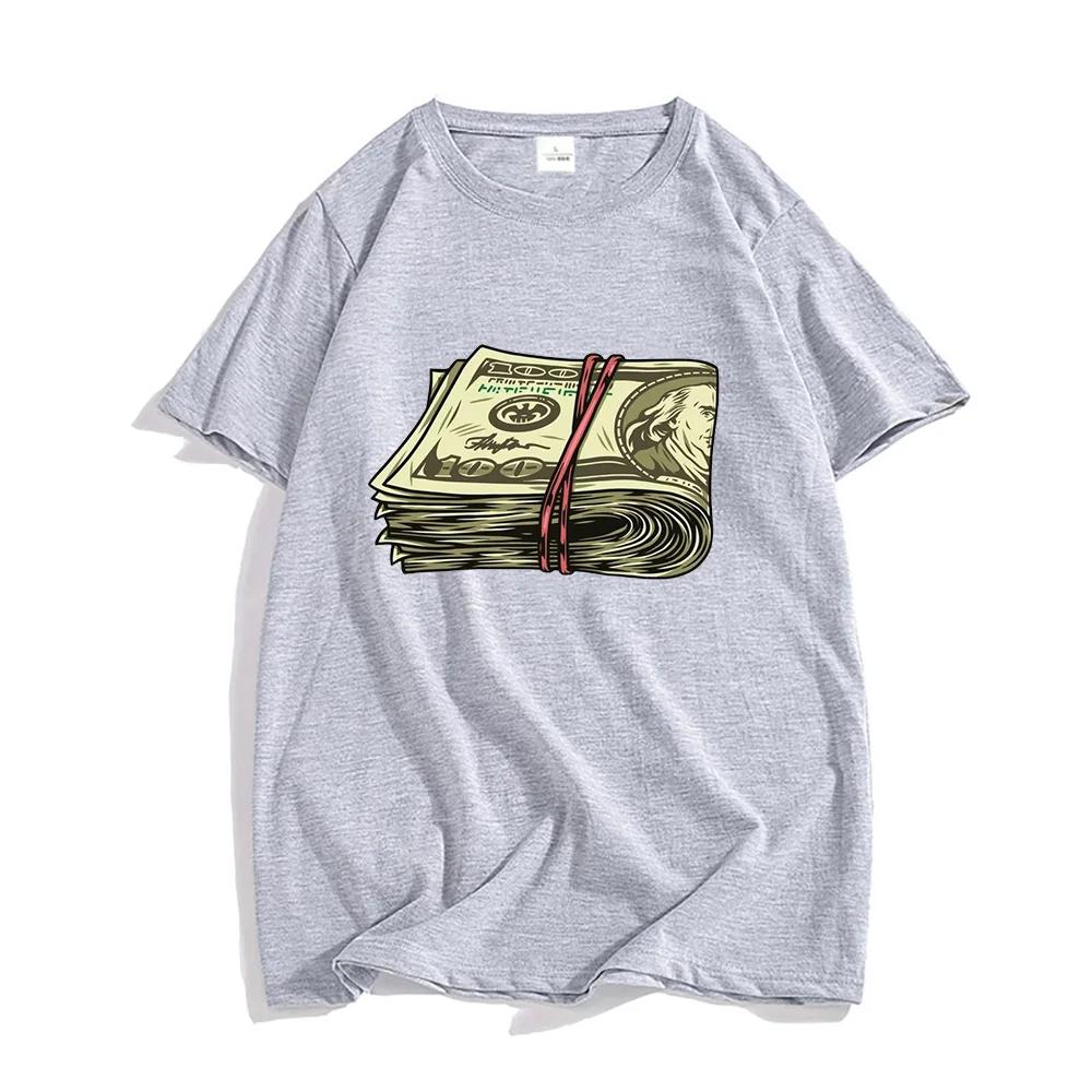 Tshirts Short Sleeve Summer Shirt Graphic Print Money Hundred Dollar Teeshirt Casual Comfortable