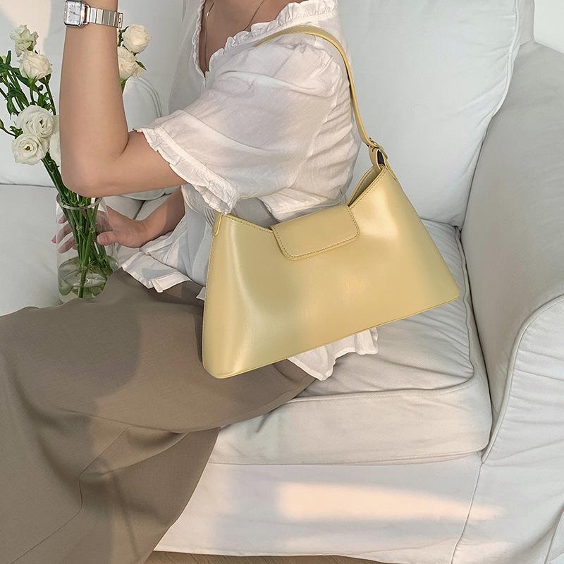 Large Capacity Shoulder Bag Autumn Winter New PU Leather Solid Color Design Handheld Underarm Bag