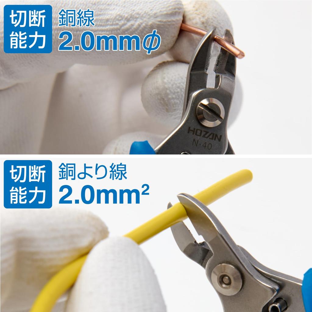 HOZAN Precision Thin Blade Finish for Easy For Copper Wire Only N-40 Nippers, Use,