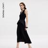 LANCY Elegant V-Neck Sleeveless A-Line Midi Dress