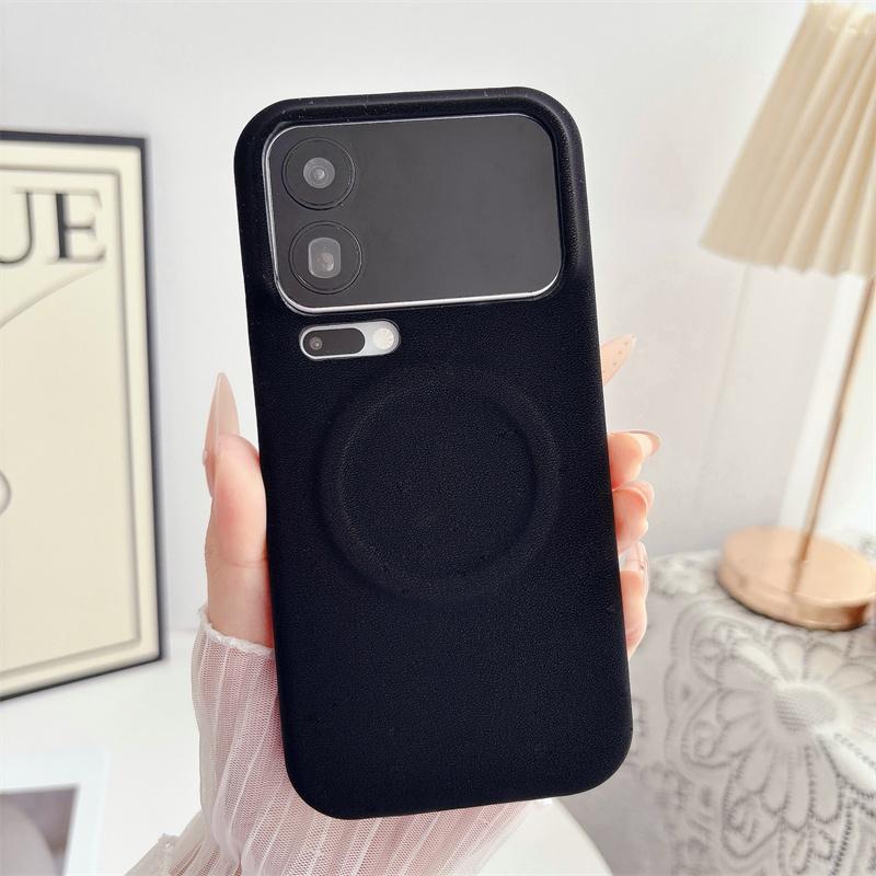 

Simple Half Package Matte PU Leather Magnetic For Magsafe Case For Xiaomi Mi 15 Ultra 17 Pro Max Shockproof TPU Proteciton Cover Xiaomi 17 pro чорний