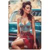 Vintage Pinup Girl Fast & Sexy Girls Classic Car Automobile Metal Tin Sings For Man Cave Garage Bar Cafe Clubs Car Decor Posters