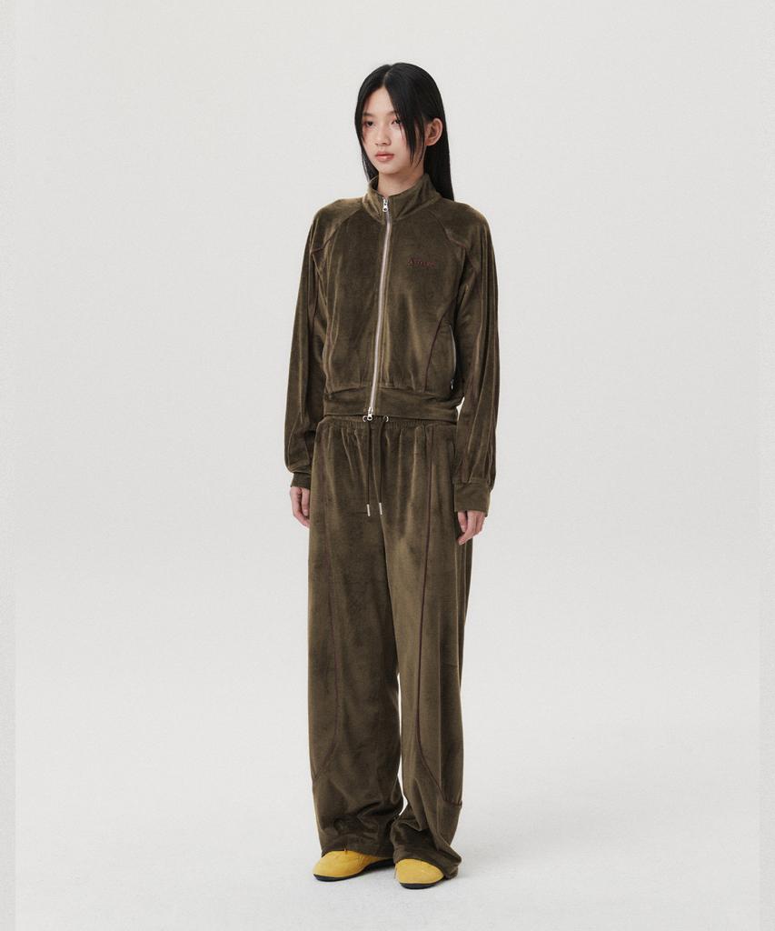 AMES-WORLDWIDE Velour Track Pants Khaki