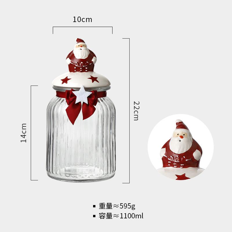 Christmas Style Candy Jar Biscuit Nut Sealed Jar Snack Storage Food Grade Glass Storage Jar
