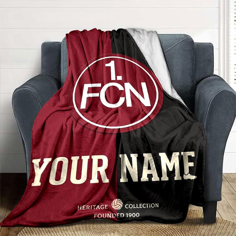 Name Custom 1.FC Nürnberg Logo Print Flannel Blanket High Quality Warm Comfortable Cover for All Seasons Perfect for Gifts Home Decor