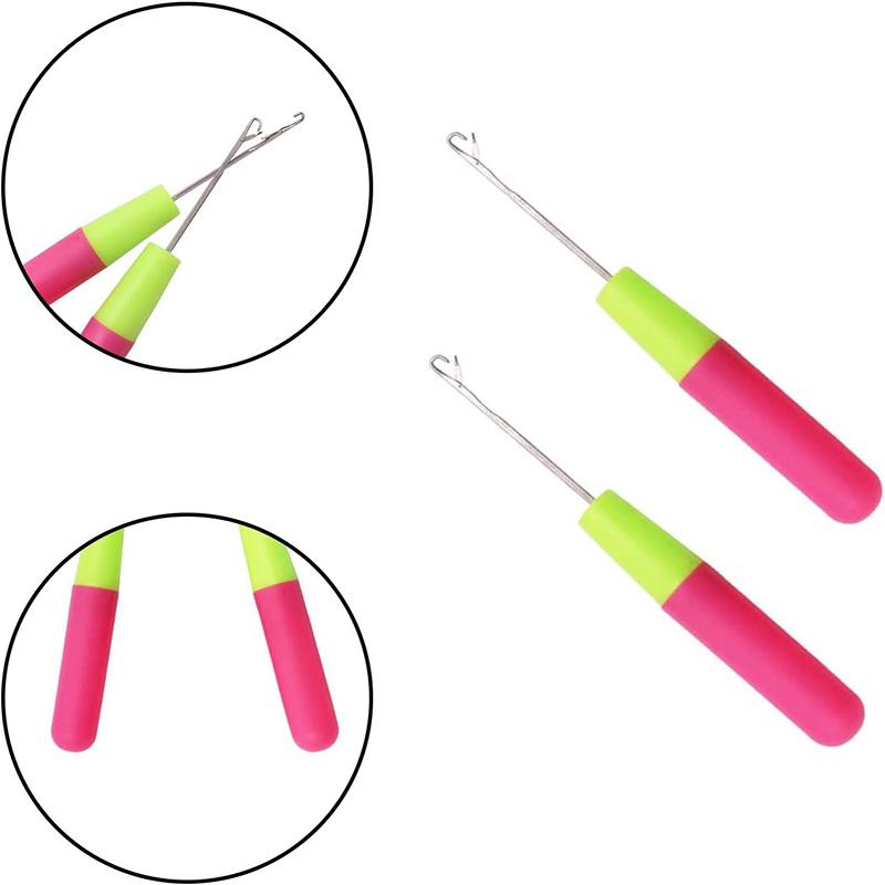 2Pcs Plastic Handle Crochet Needle Set Latch Crochet Hooks Crochet Needle Hair Latch Needle Hook for DIY Craft Braiding Tool