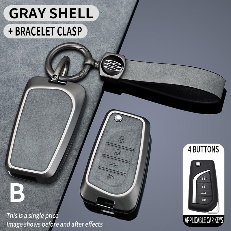 Car Zinc Alloy Leather Flip Key Case Cover Holder For Toyota RAV4 RAV-4 Levin Camry Reiz Highlander Corolla VA2 Accessories