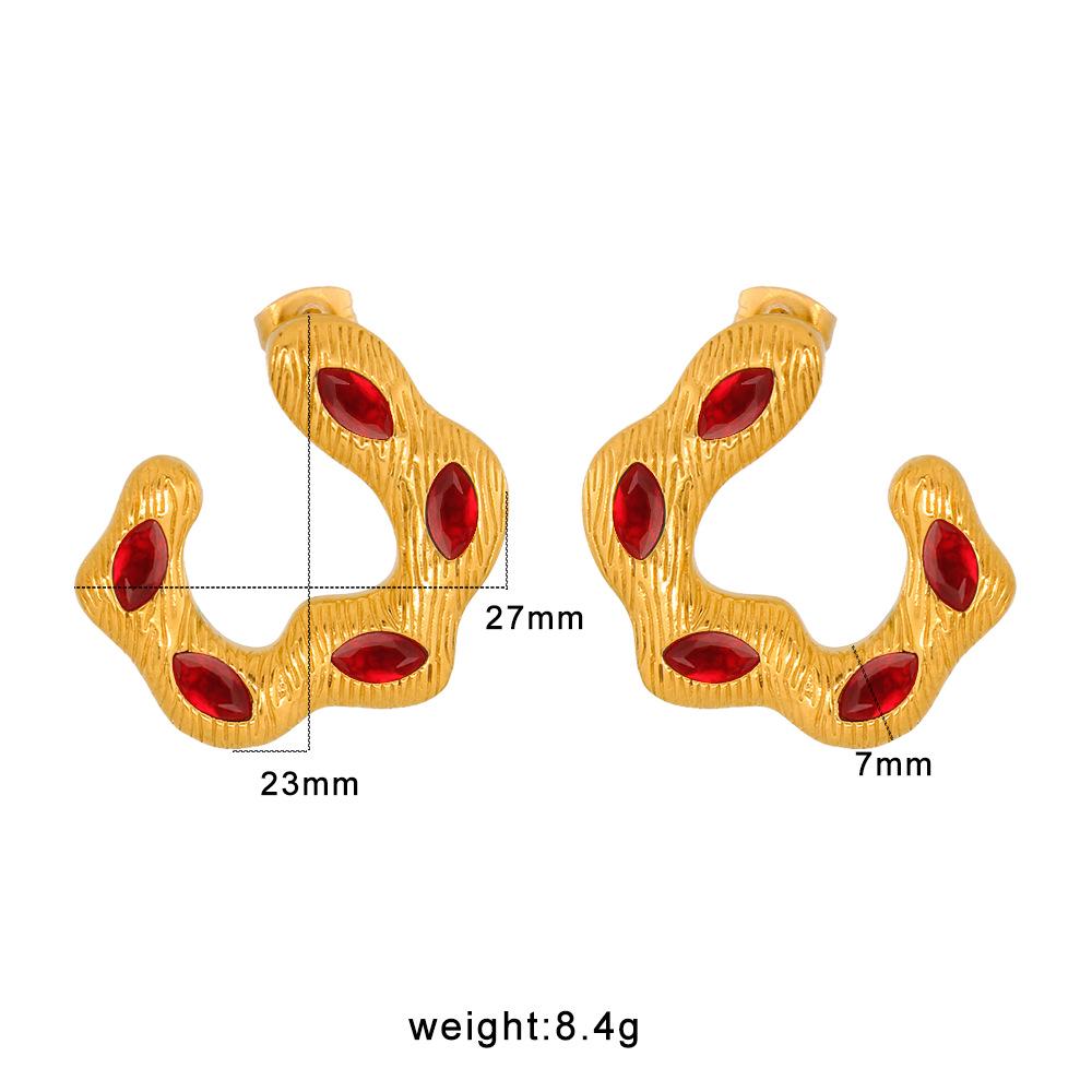 Vintage Multi-color Zirconia Ear Cuffs, 18K Gold Titanium Steel, Elegant Earrings