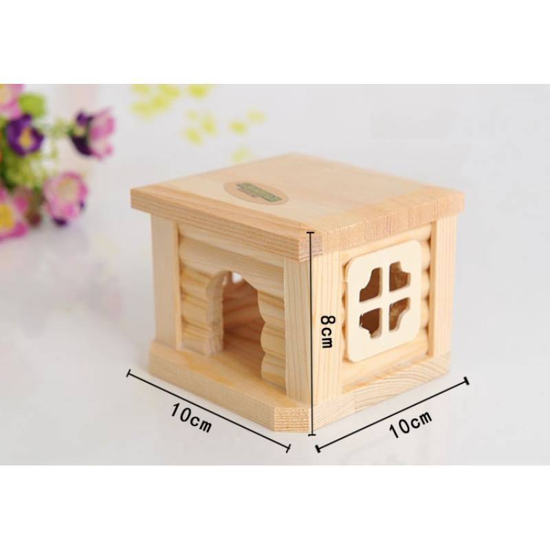 Hamster Wooden House Luxury Villa For Small Pets With Natural Wood Finish