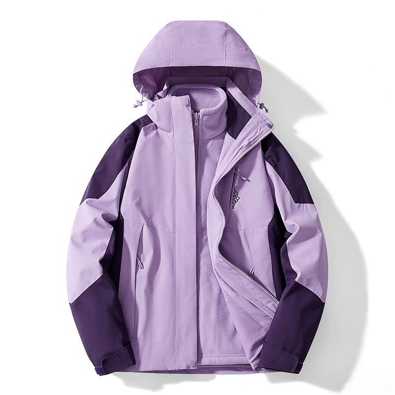 Outdoor Couple Three-in-one Jacket Women's Travel Mountaineering Clothing Waterproof Windproof Water Repellent Removable