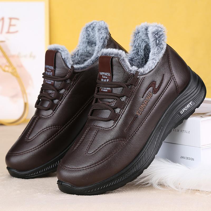 

Winter snow boots extra large size 4 sports cotton shoes men s warm velvet warm casual leather shoes non-slip 44