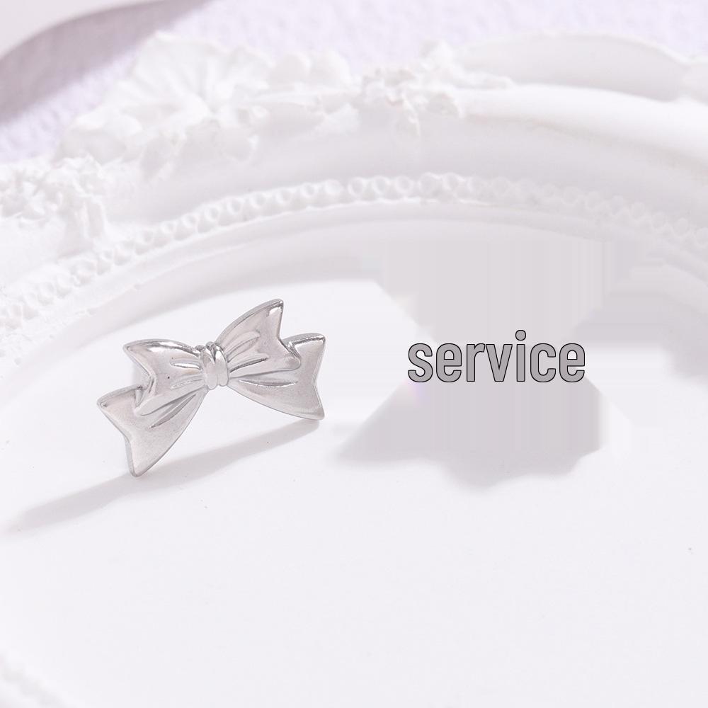 

European and American Titanium Steel Bow Necklace and Earring Set: Versatile Women s Jewelry