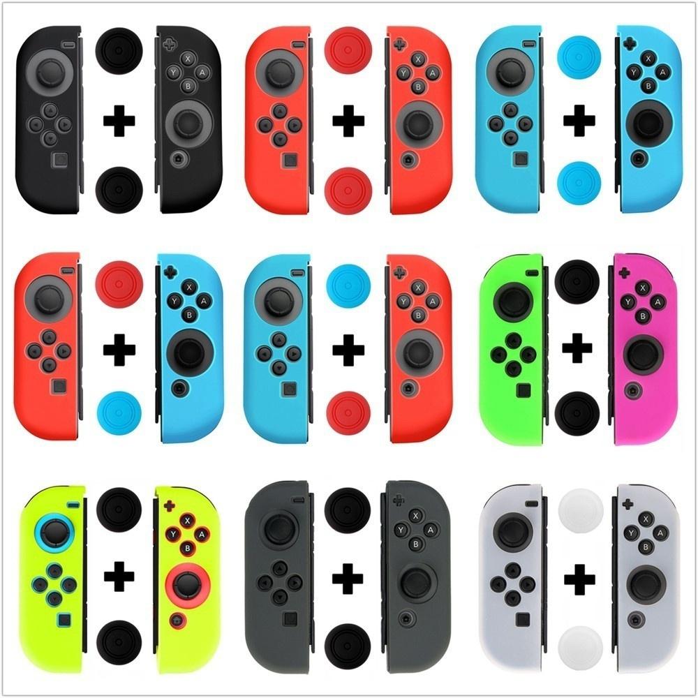 2 Pcs 1 Pair  Anti-slip Silicone Controller Protector Case Cover + 1 Pair Joystick Thumb Stick Grip