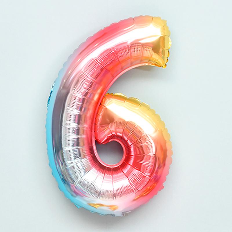 Color Gradient Number Balloon - Aluminum Decorative for Birthdays, Weddings, Festivals