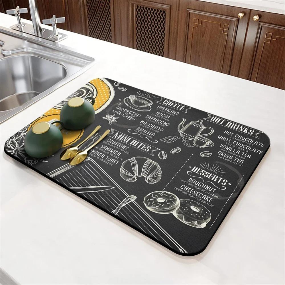 

Coffee Cup Drying Mat Cartoon Black Non-slip Absorbent Diatom Tableware Cup Kitchen Counter Drain Mat Oven Microwave Fridge Pad 20x30cm