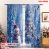 2pcs 2D Flat Printing Merry Christmas Trendy Curtains Christmas Winter Snowman Tree Snowflakes Lovely Blue White Digital Printed