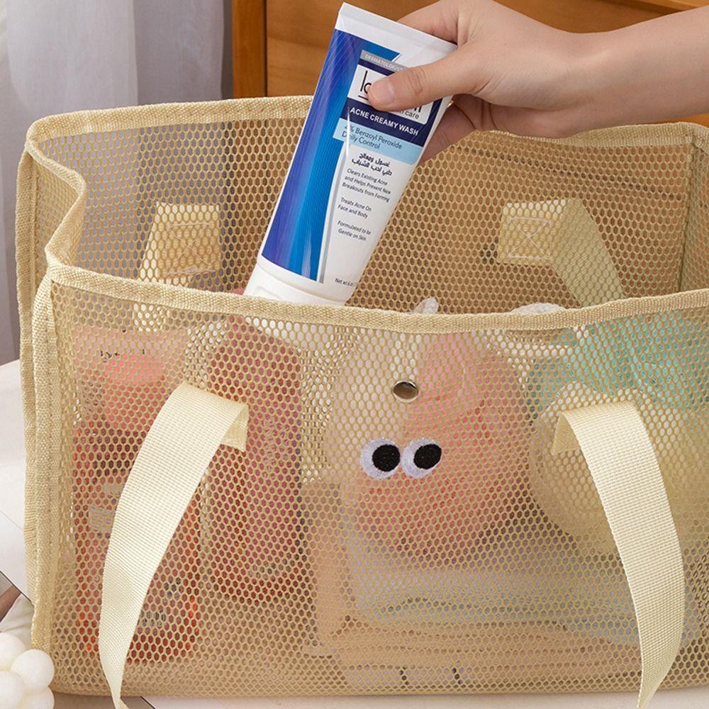 Large Capacity Big Eyes Beach Mesh Bag with Handle Cartoon Shopping Totes  Shower