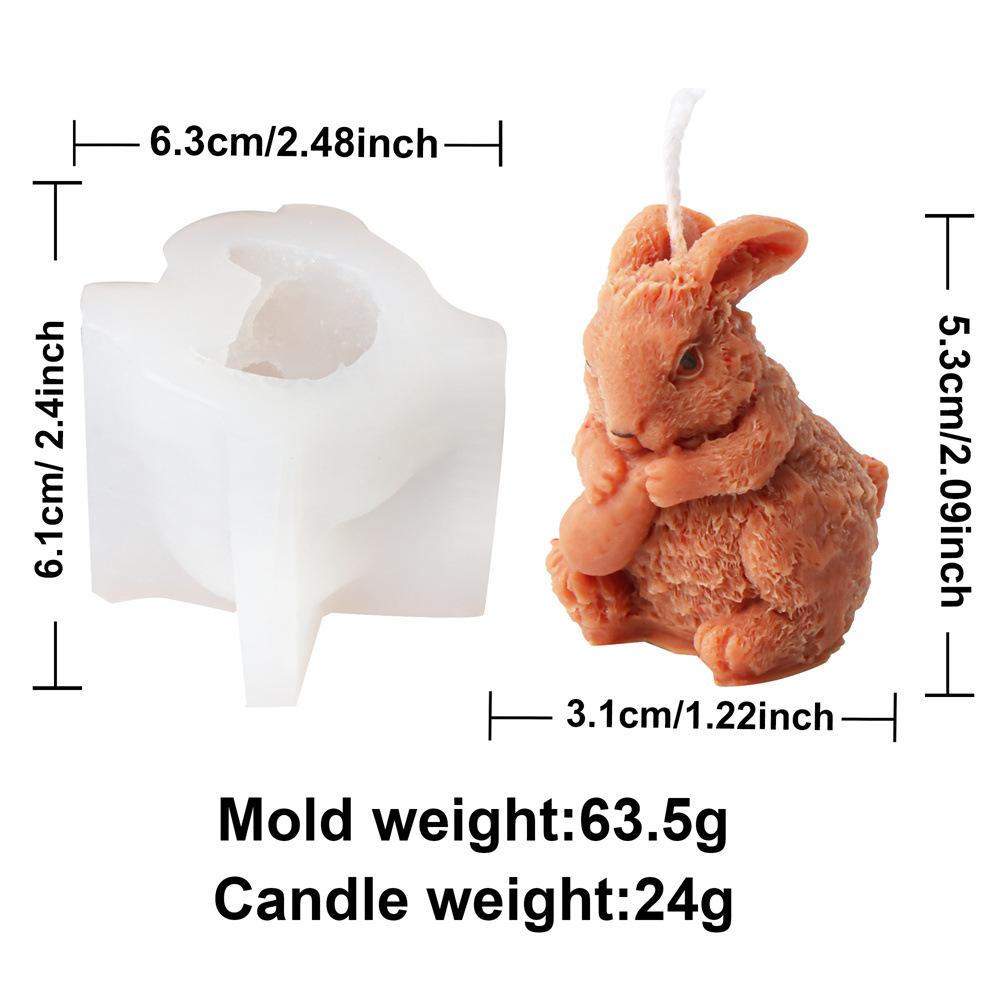 Cute Vertical Ear Rabbit Silicone Candle Mold Easter Bunny Soap Resin Mould for Animal Lover Desktop Ornament Aroma Craft Making