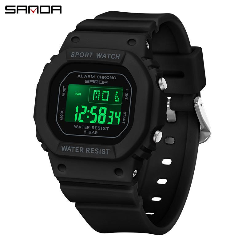 SANDA Square Electronic Watch Colourful Creative Personality Candy Colour Waterproof Alarm Clock Electronic Watch