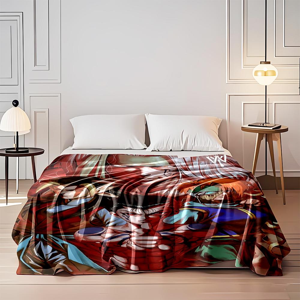 Epic Anime Warriors Group Illustration Flannel Blanket for Bedroom, Living Room, Sofa, and Nap Sofas.