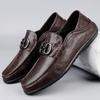 Fashion Luxury Brand Business Metal Buckle Loafers Men Soft Sole Mocassin Genuine Leather Flats Casual Shoes Slip-On Walking Penny Shoes