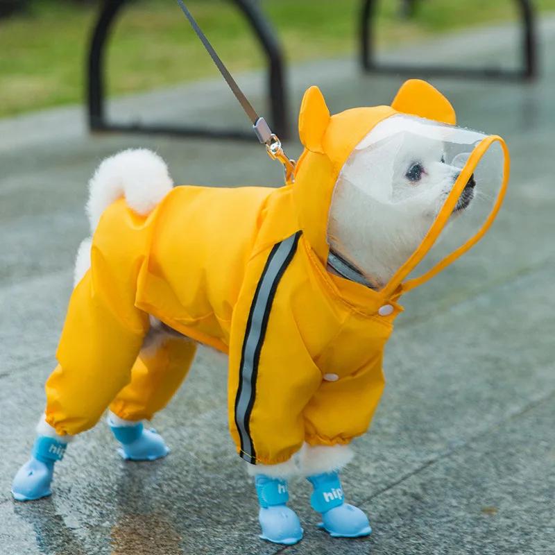 Jumpsuits Raincoats Dinosaur Pet Clothing Dogs Waterproof for Dog Clothes Costume French Bulldog Spring Yollow Boy Collar Perro
