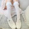 Ballet style socks cream lace girl bow short tube socks ribbon gentle sweet cute JK calf socks