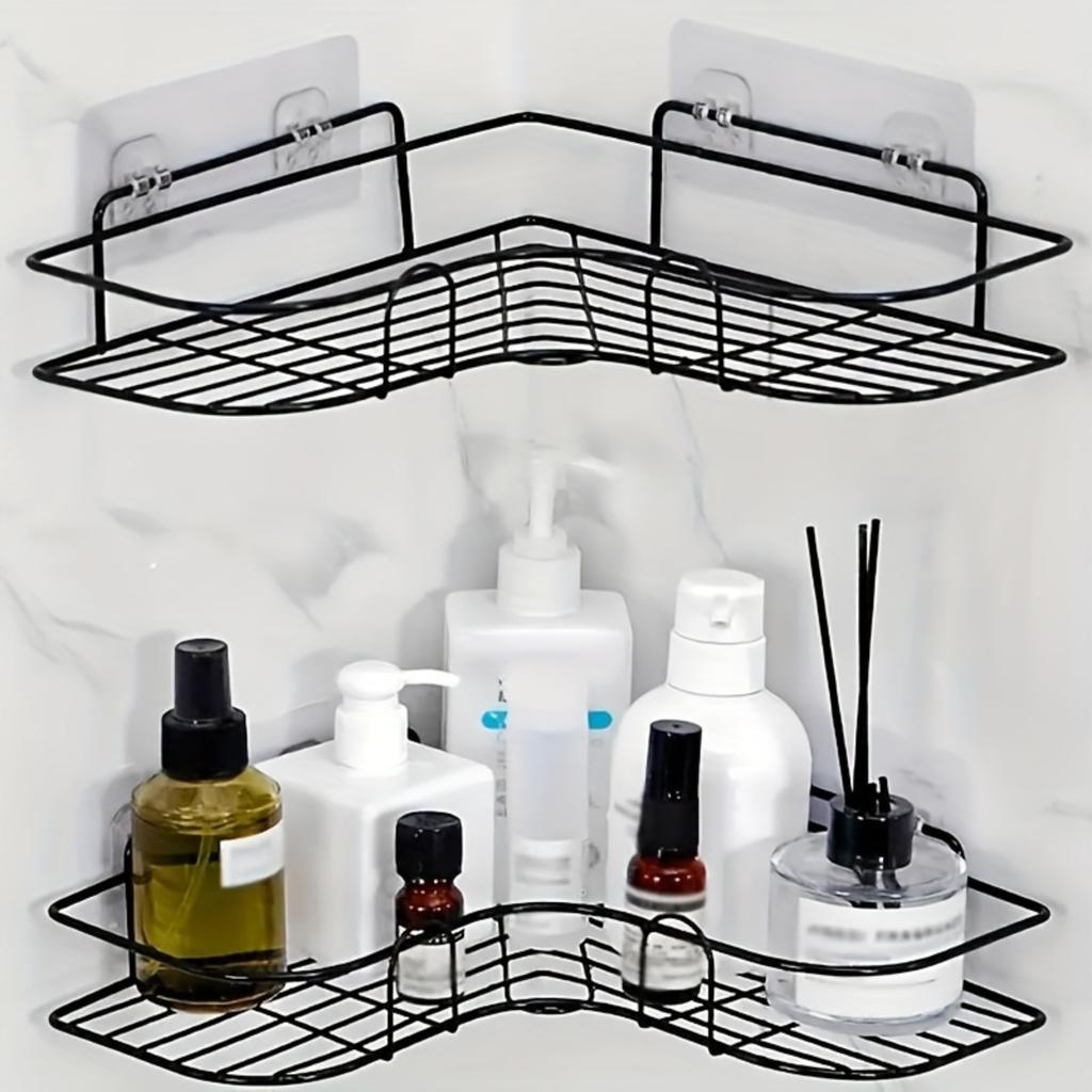 Anti Rust Stainless Steel Wall Mounted Shower Rack with Multiple Compartments, Wall Mounted Bathroom Storage Rack,shampoo, Conditioner,cosmetics Shelf