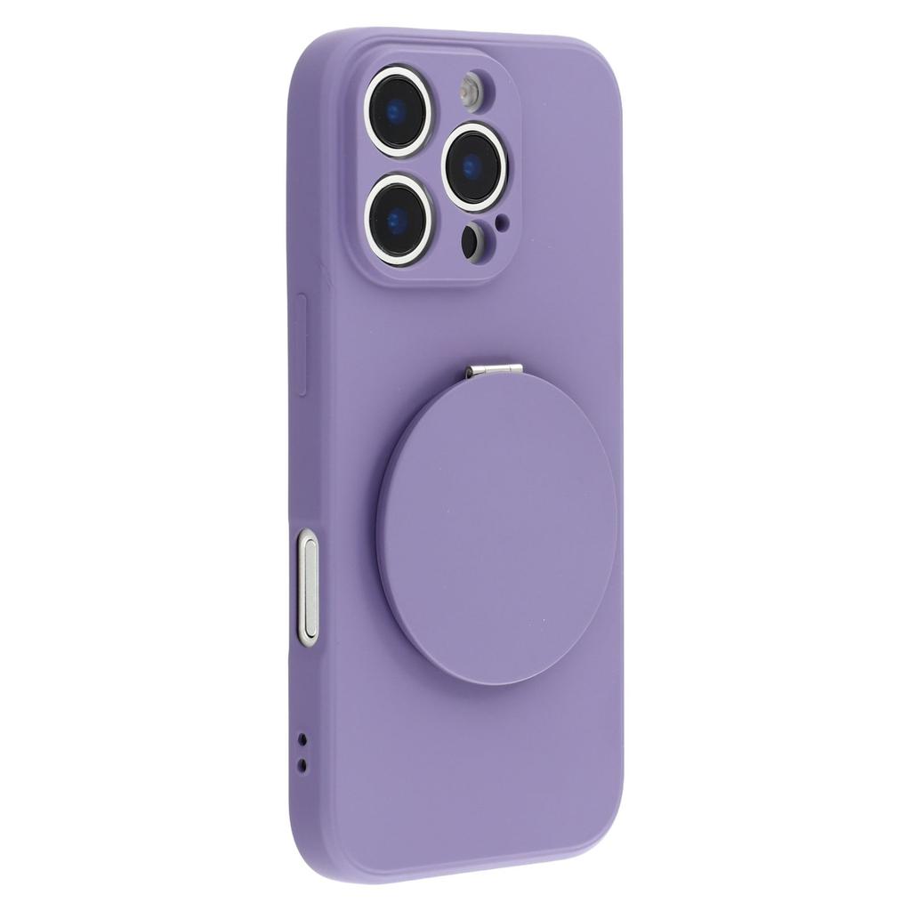 For iPhone 16 Pro Case Straight Edge Protection TPU+PC Phone Cover with Mirror Kickstand