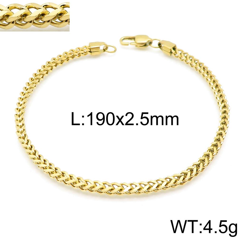 Premium Stainless Steel Front And Back Chain Bracelet, Simple Vacuum Plated Keel Chain, Japanese Buckle Men'S Jewelry