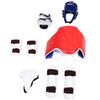Karate Sparring Gear Set Boxing Equipment Taekwondo Protective Equipment Head Chest Protective Gear Arm Groin Guards Blue XL(170-194cm)