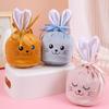 Easter Bunny Drawstring Gift Bag with Smiling Face, Hot Stamped Candy Bag