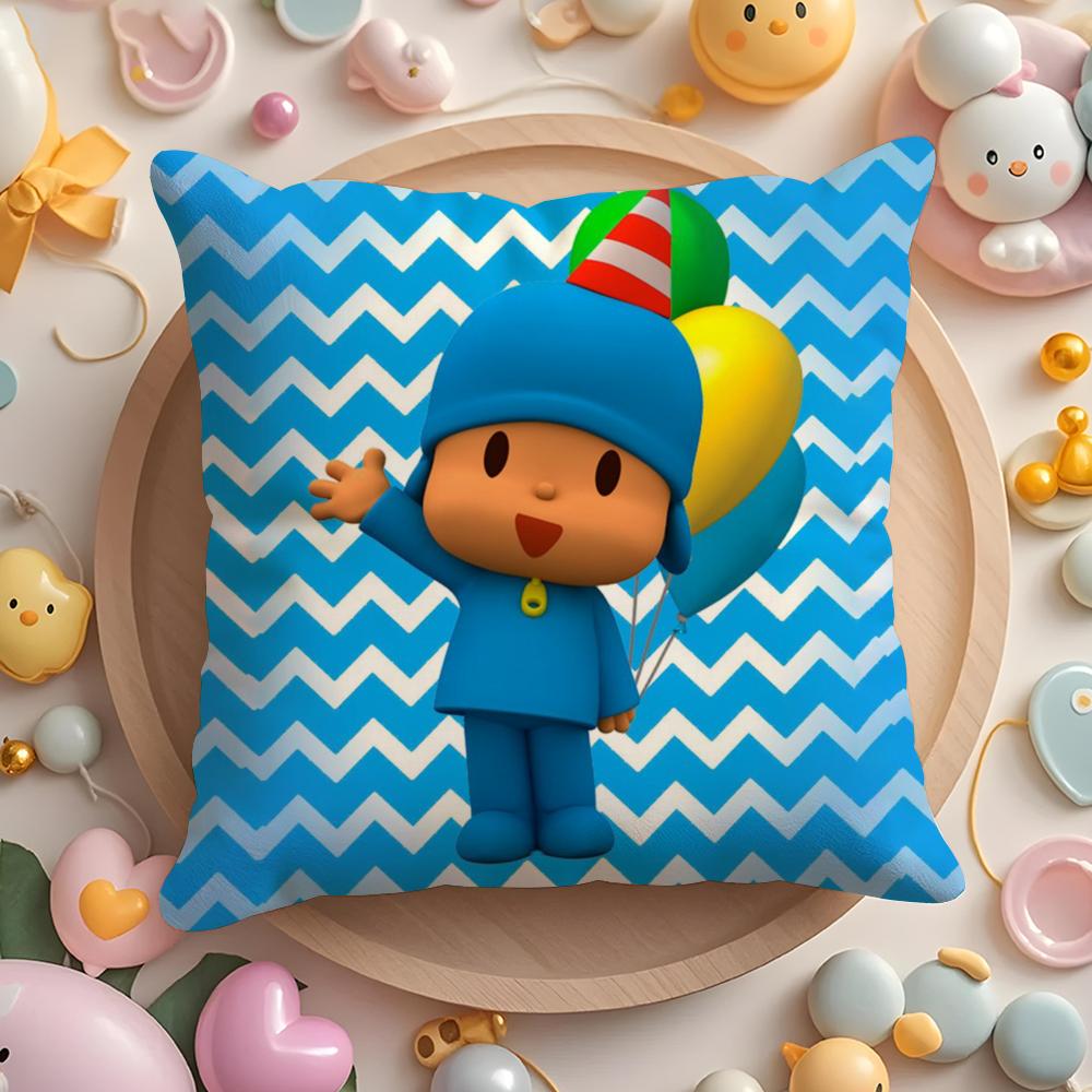 Cartoon Cute P-Pocoyo Pillow Case Short Plush Double-Sided Printing Home Machine Washable In Warm Winter Cushion Cover