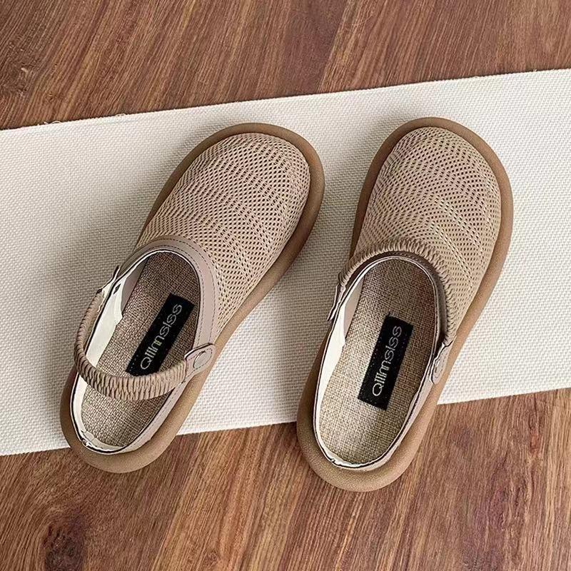 Women's Sandals 2025 Summer Mesh Breathable Fashion Vintage Half Slippers Lightweight Comfortable Soft Sole Non Slip Beach Shoes