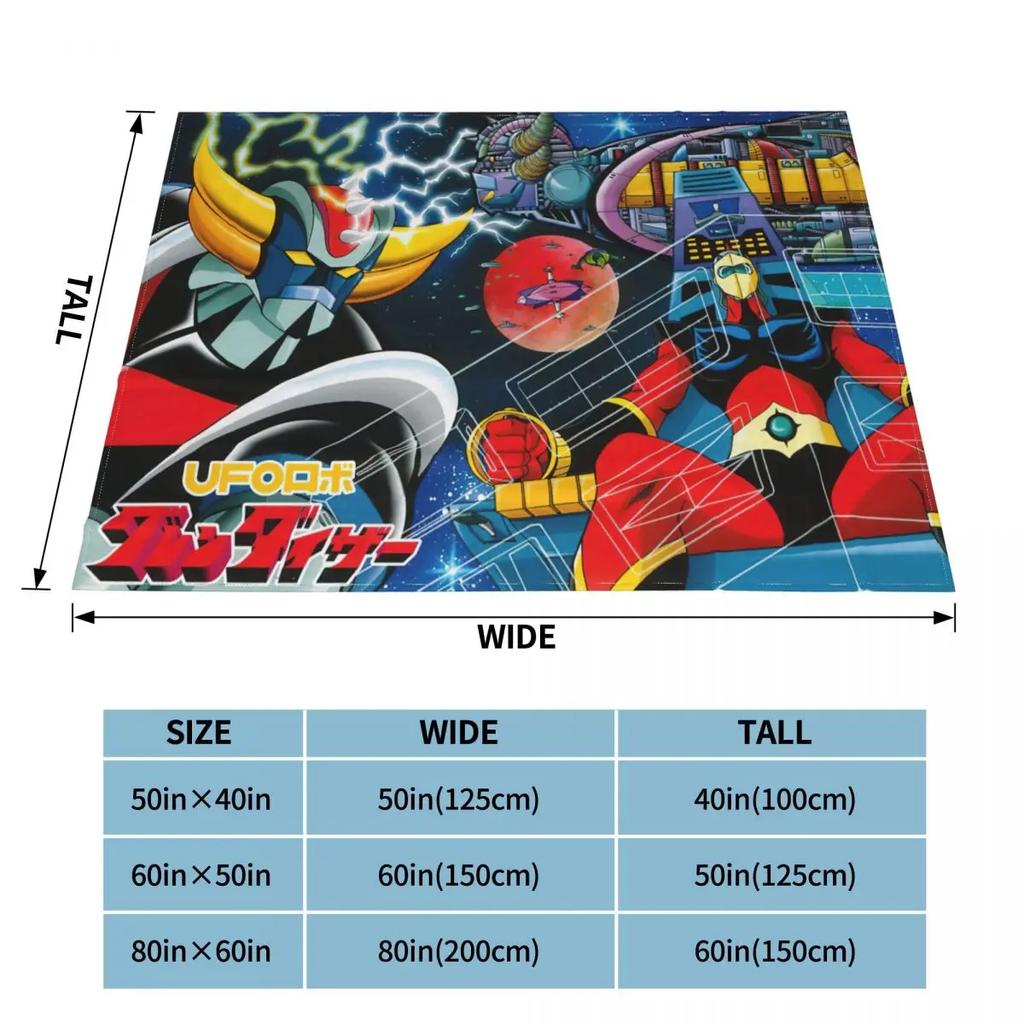 Goldorak Actarus Mazinger Z Blanket UFO Robot Grendizer Anime Flannel Funny Warm Throw Blankets for Bed Sofa Autumn/Winter