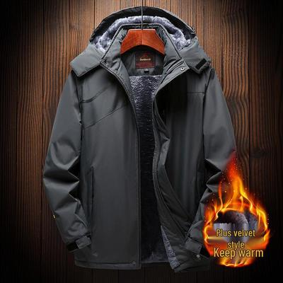 Men's Windproof Plus Velvet Cotton Jacket – Thickened, Cold-Resistant Outerwear for Mountaineering In Large Sizes