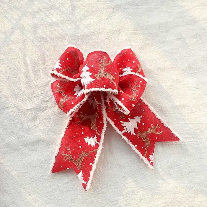Cross-border Christmas Ribbon: White Plush Edge with Reindeer Design for Gift Box Packaging and Decoration with Gift Ribbon.