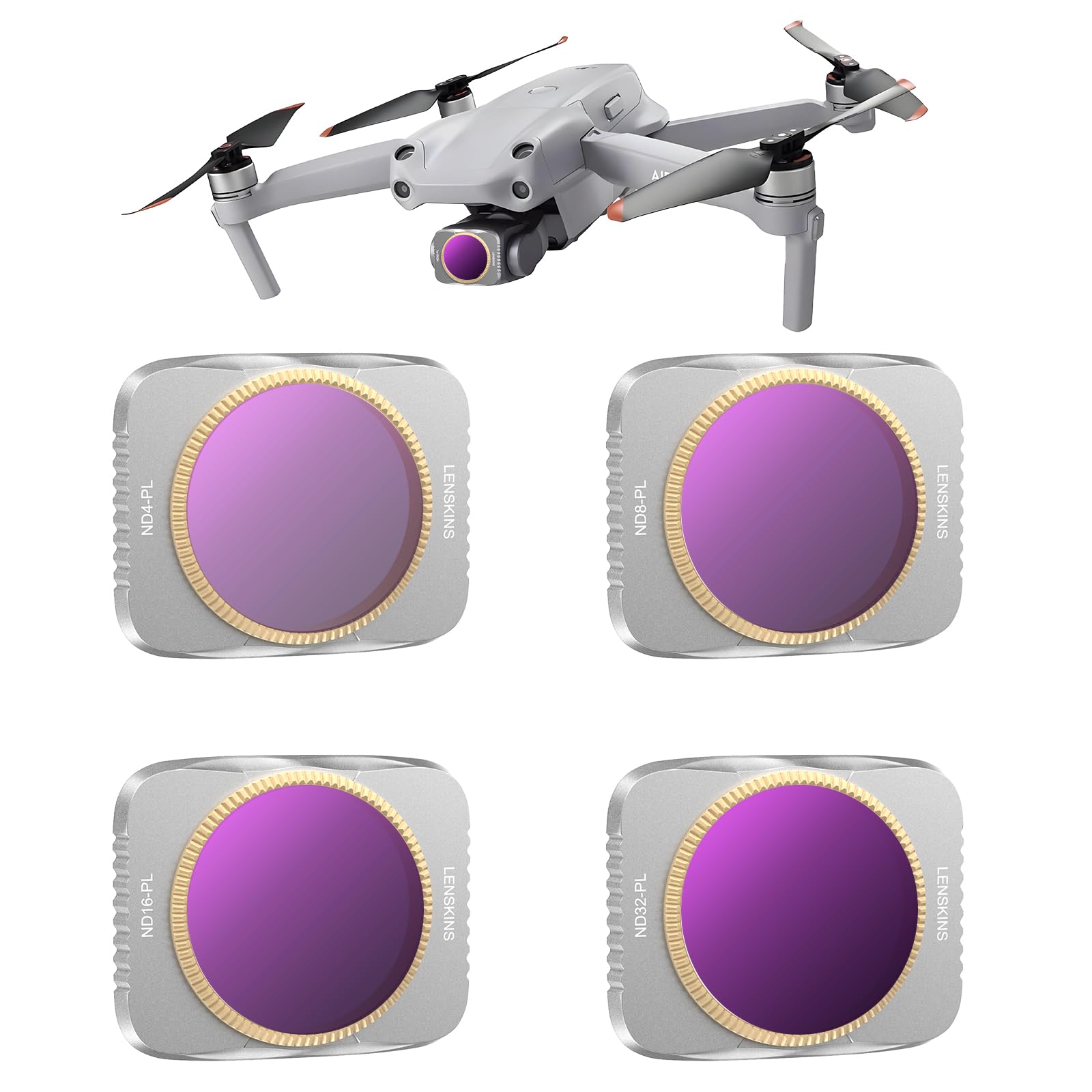 

LENSKINS DJI Air 2S Filter 4 Set Neutral Density Filter Polarizing Filter Camera Protection Filter Lens Filter Aluminum Material High Transmittance