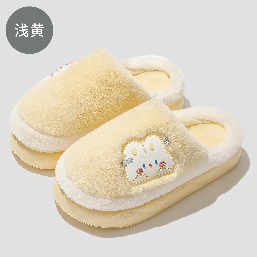 Cotton Slippers Autumn and Winter Cute Cartoon Indoor Home Warmth Household Non-slip Thick-soled Couple Plush Slippers